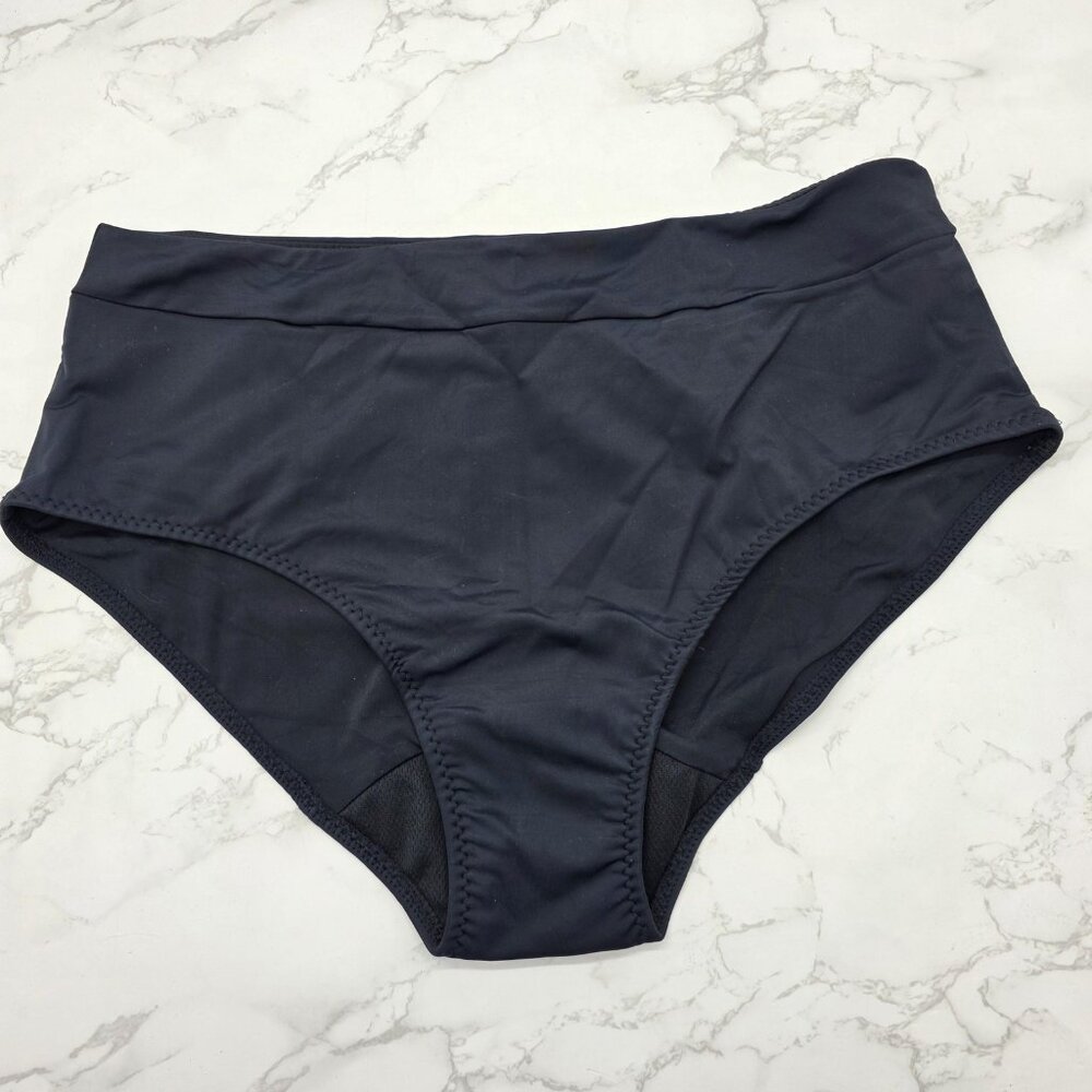 Period Swim Bottom Womens 3XL Black High Waisted Bikini Briefs Leakproof NEW